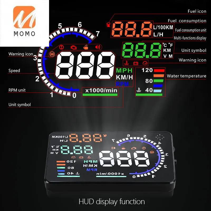 Best Selling Car Electronics A8 OBD2 HUD Heads Up Digital Meter Speed OBDII Head-Up Display