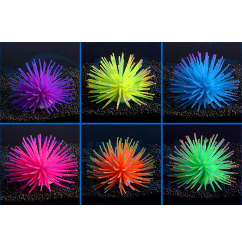 Aquarium Silicone Simulation Artificial Fish Tank Fake Coral Plant Aquario Ornaments Plant Sea Urchin Sea Anemone Ornament