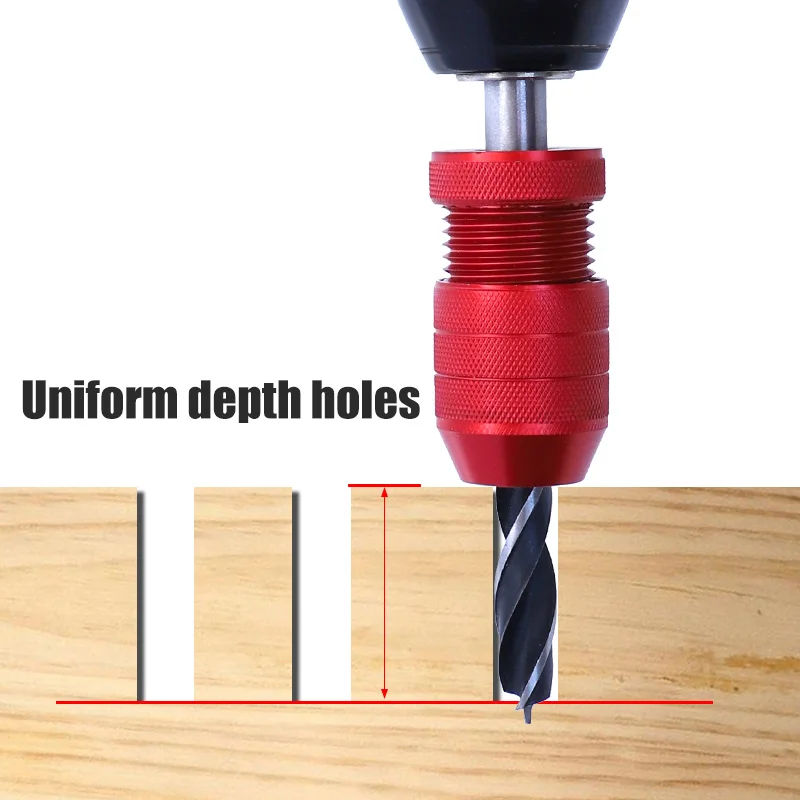 Broca ajustable de tope de profundidad para taladro de madera, posicionador de límite de taladro métrico de 7-12mm aleación de aluminio accesorios para taladro de carpintería
