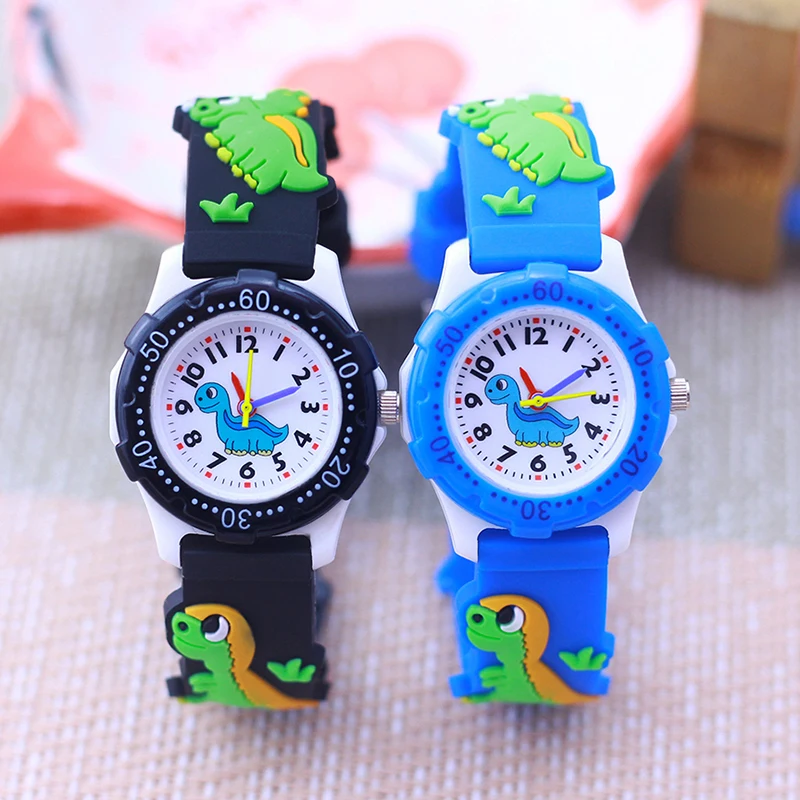 Orologio al quarzo per bambini di marca di moda Orologio da polso per bambini impermeabile con quadrante rotante per dinosauro per ragazzi e ragazze Orologio da polso per studenti 4 COLORI