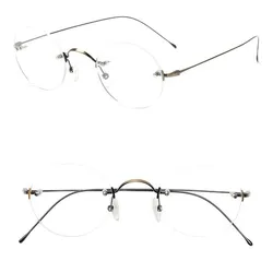 Pure Titanium Luxury Rimless Unisex Steve Jobs Reading Glasses +25 +50  +75 +100 +125 +150 +175 +225 +250 +350 +400 +425 +450