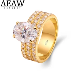 D Color 2.0CT 7X9mm Oval Cut  Moissanite Engagement Halo Ring for Women Test Positive Real 18k Yellow Gold Test Positive