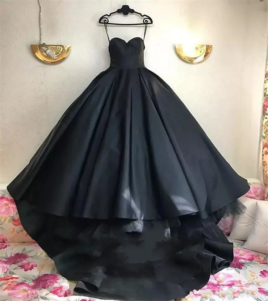 Gothic Schwarz Design Ballkleid Hochzeit Kleid 2021 Schatz Satin Tüll Arabisch Dubai Land Brautkleider Vestido De Novia