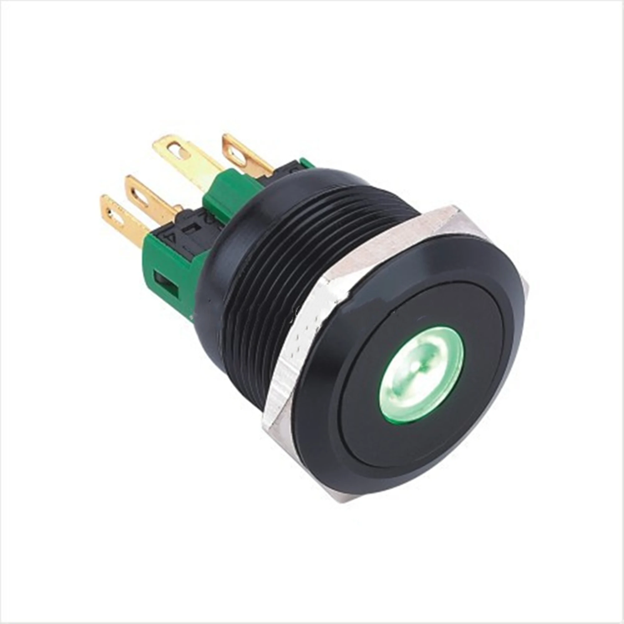 ELEWIND 25mm Black alluminum Dot illuminated Latching or Momentary 1NO1NC or 2NO2NC  button switch(PM251F-11ZD/R/12V/A)