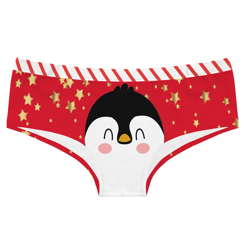 Christmas Theme Printing Underpants Solid Color Women Underwear Seamless Lady Panties Sexy Hip-Lifting Female Knickers