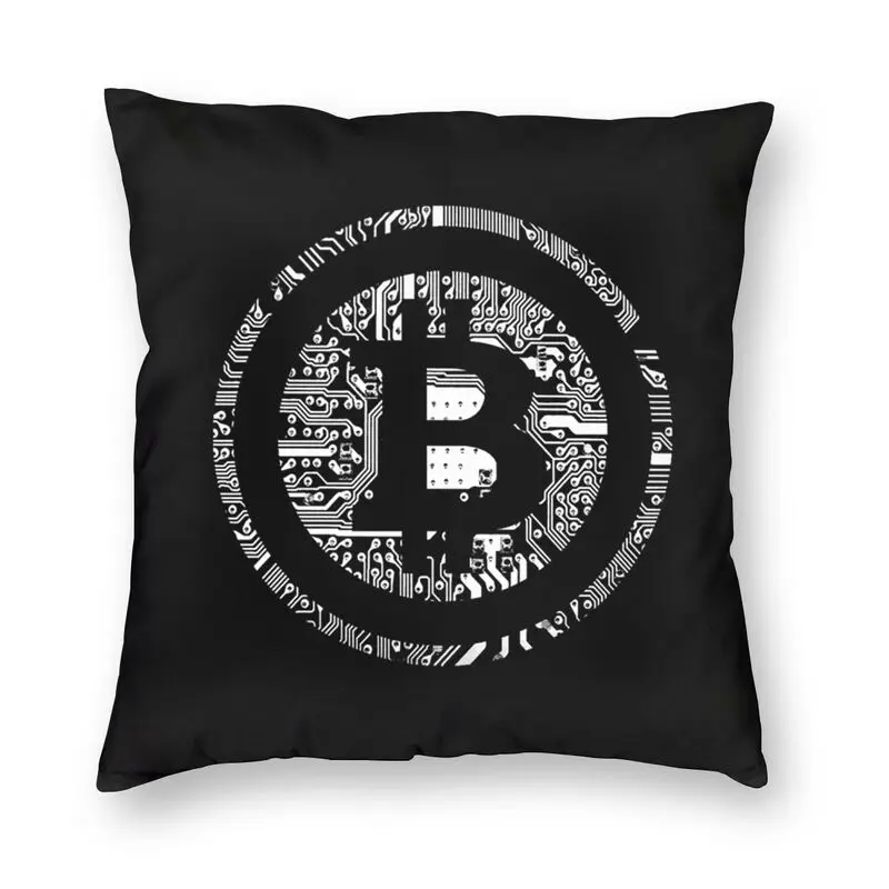 Bitcoin Cryptocurrency Cushion Cover Sofa Home Decor Btc Cryptocurrency Square Throw Pillow Cover 45x45