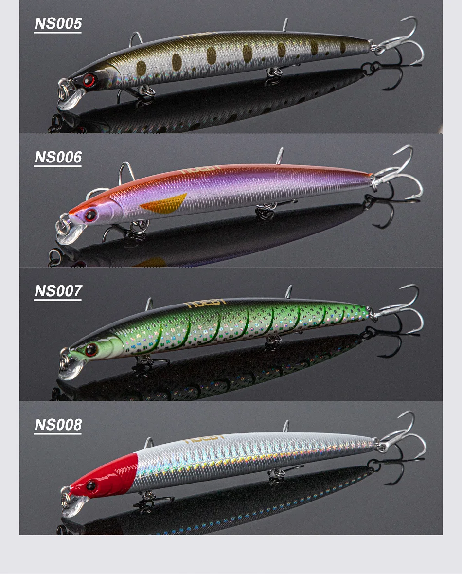 Noeby Minnow-Angelköder, 130 mm, 12 g, schwimmende Wobbeln, langer Wurf, schlanke Minnow, künstlicher harter Köder, Hechtbarsch-Angelgerät – Detail 11