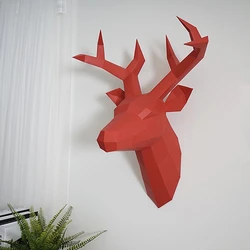 60x45x32cm New Home Decoration Accessories DIY Paper Handwork Vintage Antelope Head Abstract Room Wall Decor Deer Head Statues