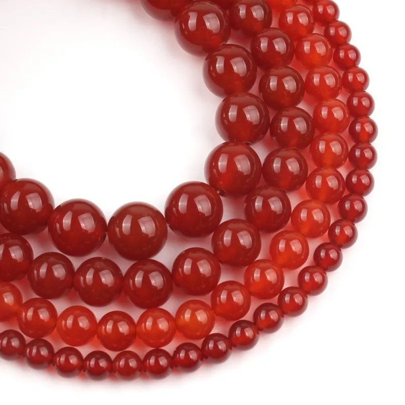 Natural Stone Beads Round Red Carnelian Onyx Loose Beads For Jewelry Making Bracelet 15.5\