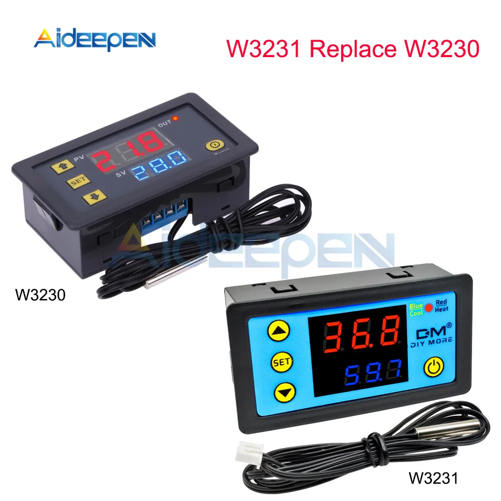 W3230 AC 110V-220V DC12V 24V Digital Thermostat Temperature Controller Regulator Heating Cooling Control Instruments LED Display