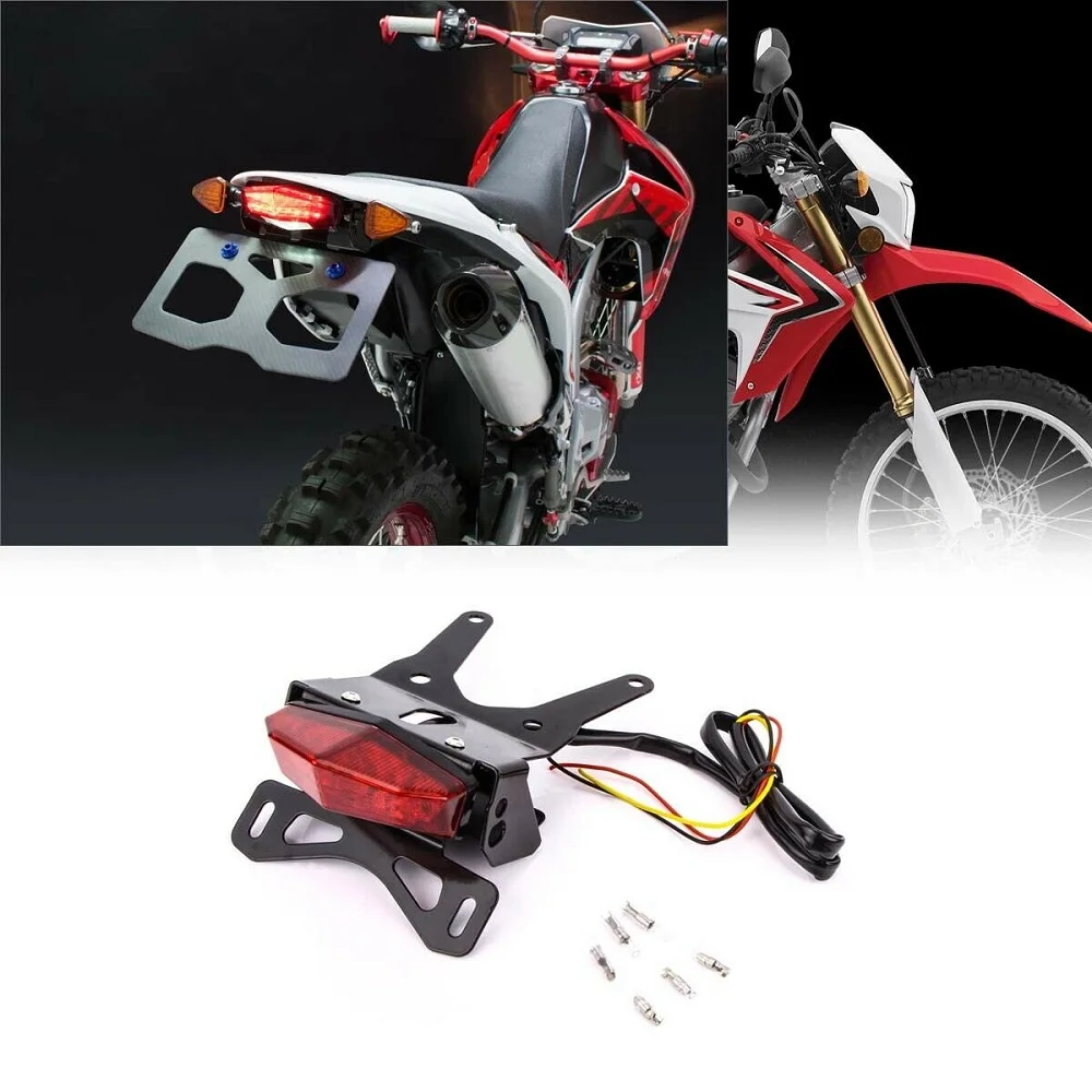 

Motorcycle Brake LED Tail Light License Plate Flasher Bracket for HONDA CRF250L 2013-2019 Red Clear Black