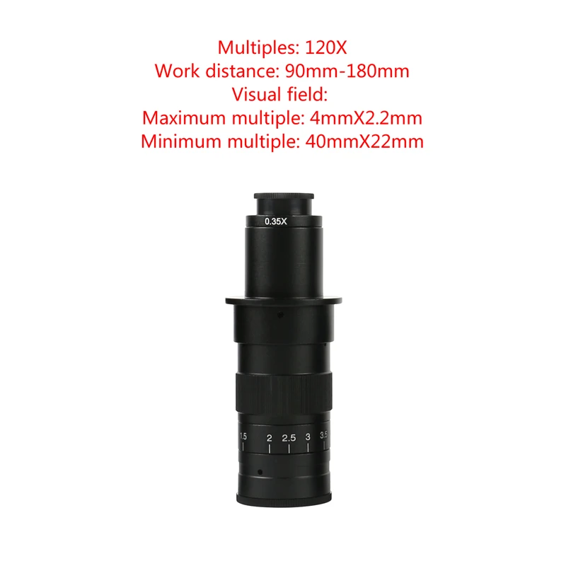 Einstellbares 180X 120X 300X 200X 130X Zoom C-Mount-Objektiv 0,7X~4,5X Vergrößerung 25mm für HDMI USB Industrie-Videomikroskopkamera – Detail 2