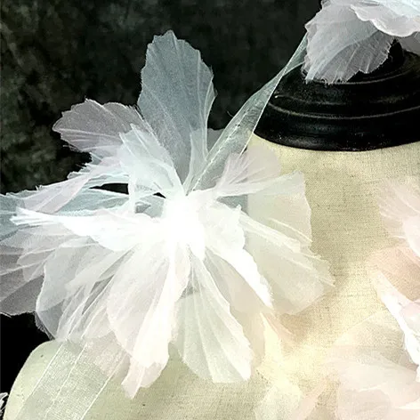 Ink Art 3D Applique Large Yarn Flower Lace Trim Creative Clothing Dress Fashion Designer Lace Fabric Accessories
