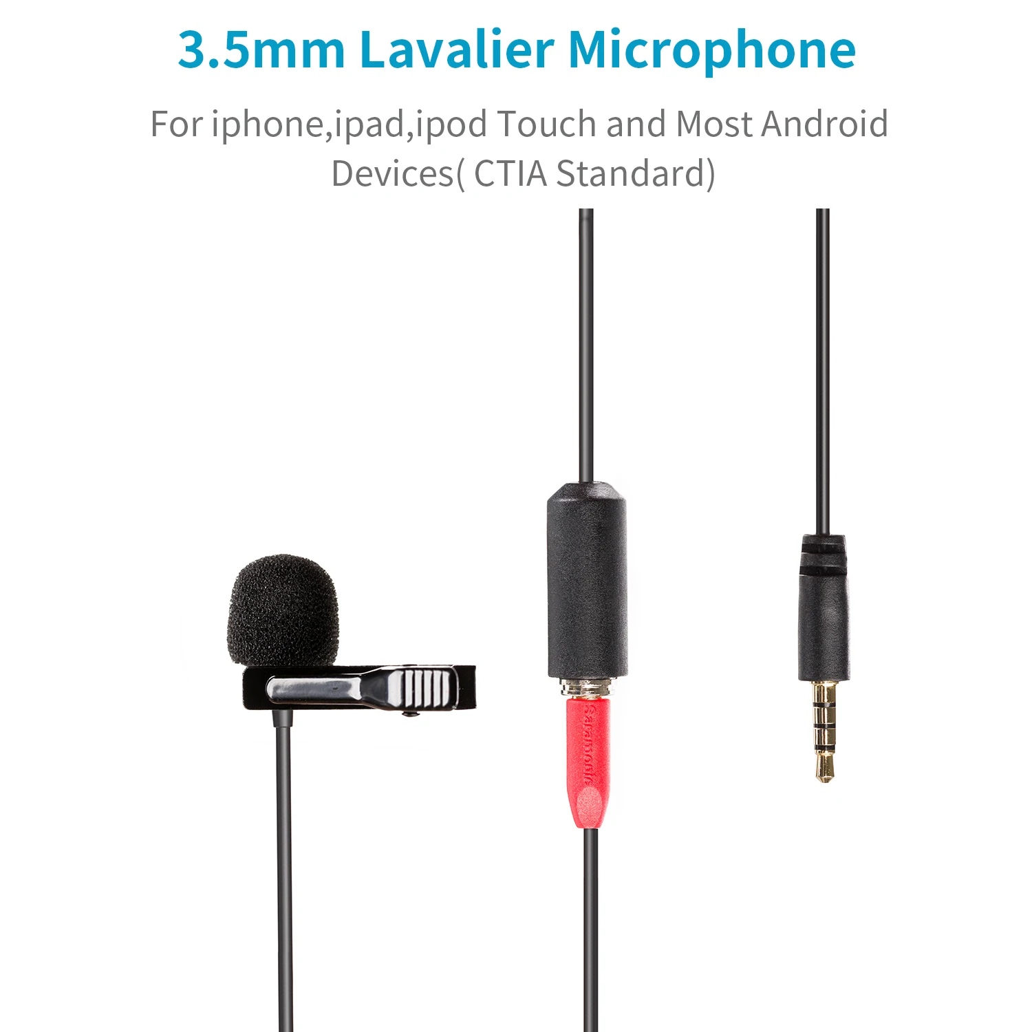 Saramonic SR-LMX1+ 3.5mm TRRS Condenser Lavalier Lapel Microphone for PC Mobile Android iPhone Live Streaming Youtube Recording