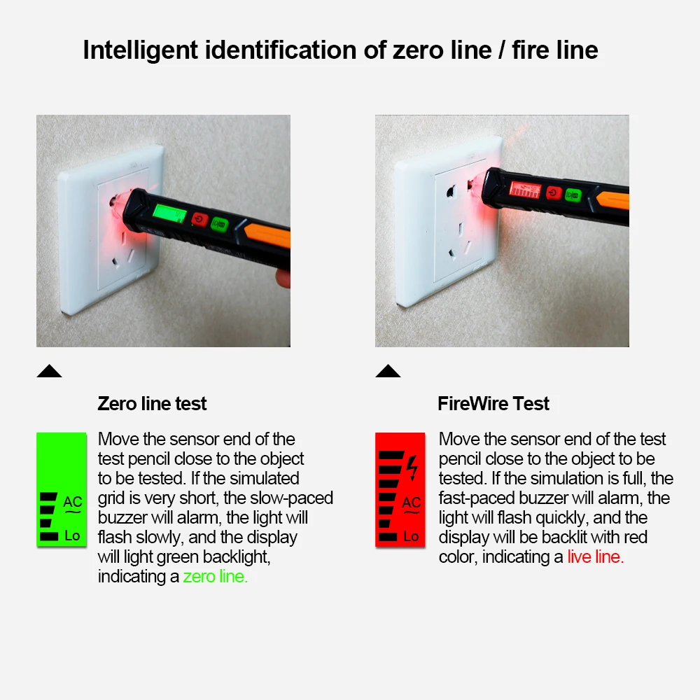 RuoShui-Detector de voltaje de CA sin contacto, medidor con pantalla LCD, alarma de sensibilidad NCV, disyuntor eléctrico, probador de lápiz, 10 Uds.