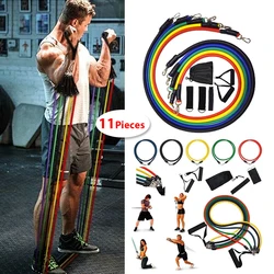 11 Pcs/Set Resistance Bands Set with Foam Handles Workout Bands Kit Fitness Shoulder Leg Ankle Straps Resistance Training Kit