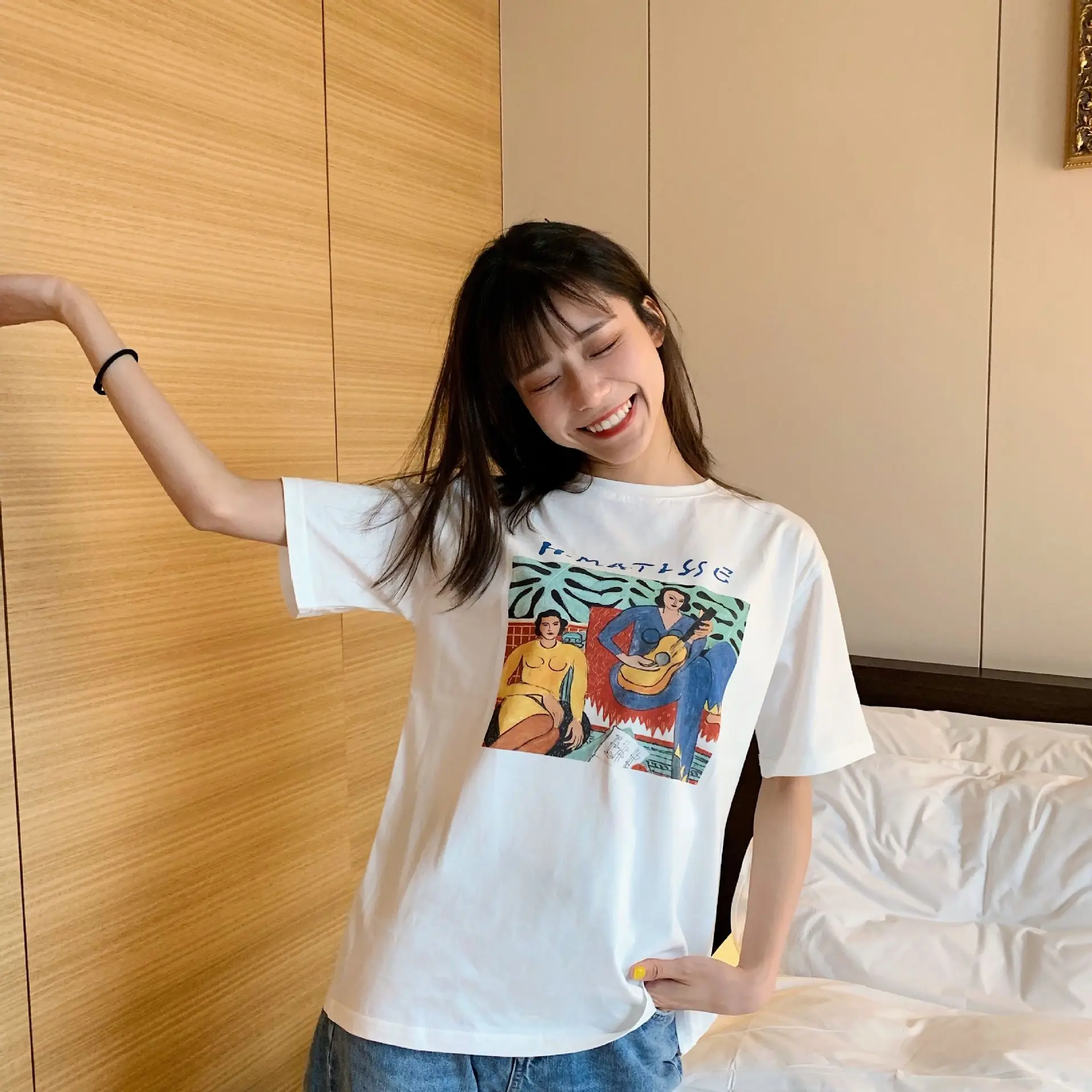 1PCS New Arrival Matisse The Dancer Printed Vintage Unisex Tshirt Tumblr Grunge Aesthetic Graphic Tee Cute Funny White t shirt W