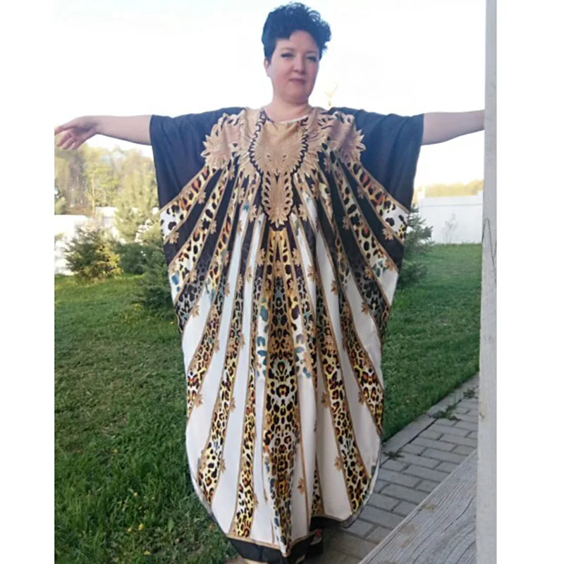 

African Dresses For Women Leopard Pattern Printed Noble Elegant Fashion Design Women Maxi Dresses Modern Evening Dress