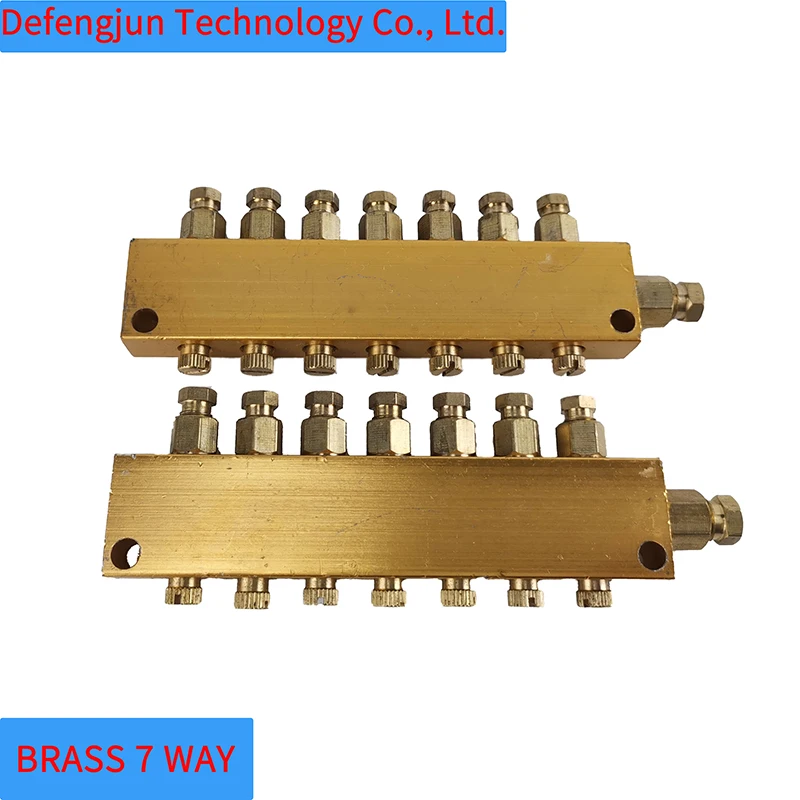 Brass 7 Way Adjustable Lubrication Oil Grease Distributor Valve Manifold Block Central