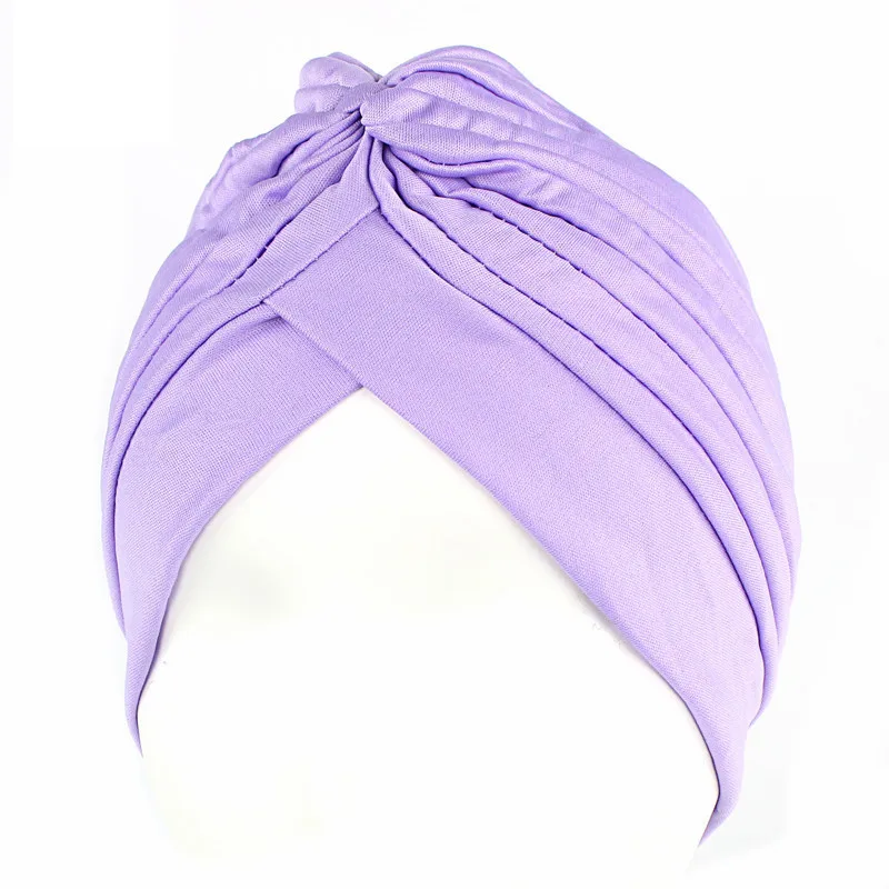 Neue Blume Dekoration Turban Einfarbig Für Frauen Mode Haar Tragen Kopf Wrap Damen Kopfbedeckungen Krebs Hüte Indien Kappe Bandana – Detail 11