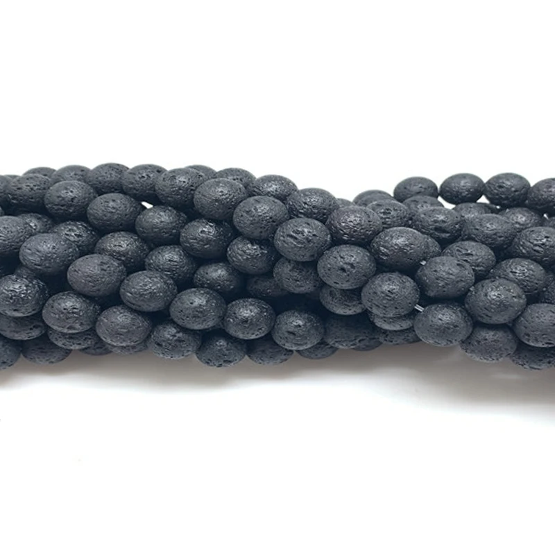 Wholesale DIY Black Volcanic Lava Beads Natural Lava Stone Beads Volcanic stone  Beads for Jewelry Making 4-14mm