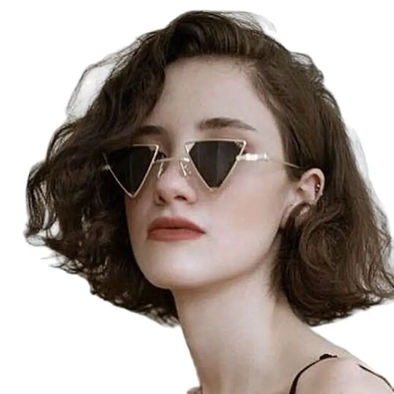 Retro Alloy Triangle Punk Sunglasses Men Hollow Eyewear Candy Colors Gradient Gothic Sun Glasses For Women Openwork Metal Frame