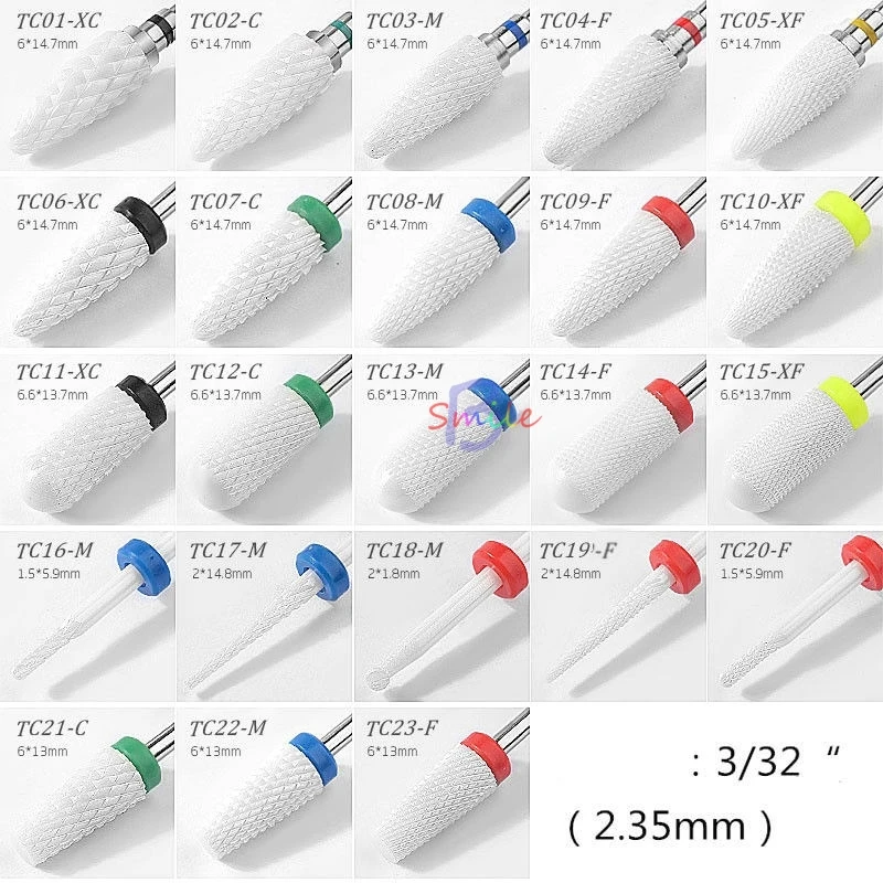 23-type High quality and practical ceramic nail drill bits for nail drills, nail accessories, ceramic cutters, nail file tools