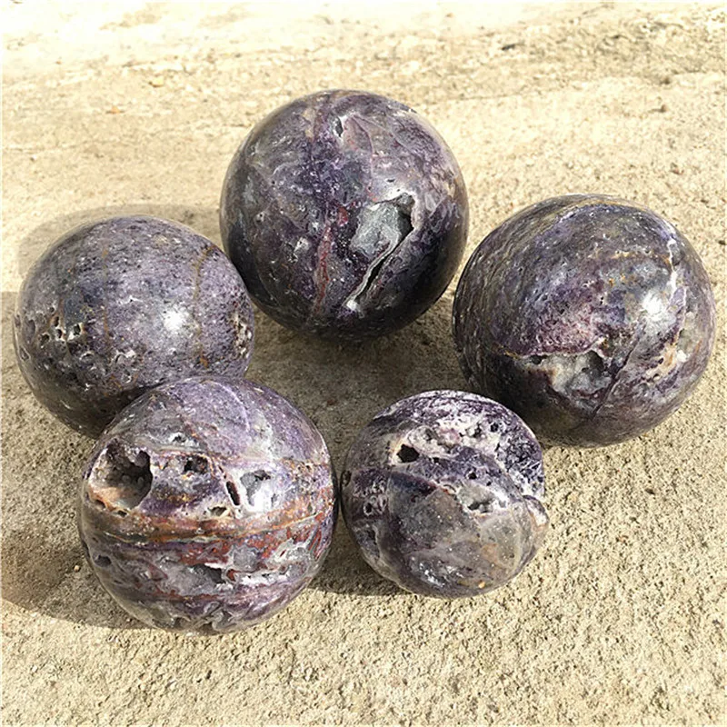 

1PC Natural sphalerite sphere ball Quartz purple Beautiful Energy Stone Healing gift