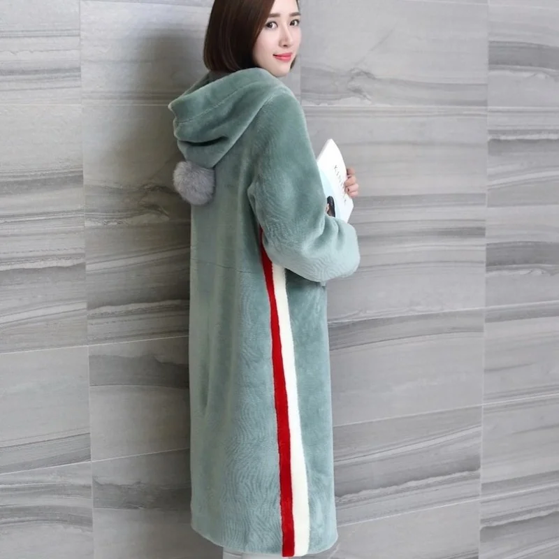 Winter Autumn Wool Coat Women Streetwear Sweet Long Sleeve Hooded Long Jackets Office Lady Single Breasted Woolen Overcoat