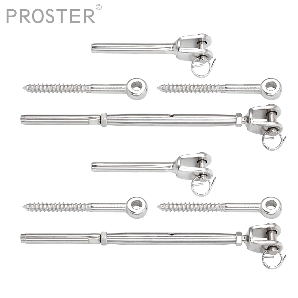 PROSTER 2PCS for Grade 316 Stainless Steel Balustrade fitting kit using 3.2mm Wire Rope Fitting for Jaw Swage Eye Screw