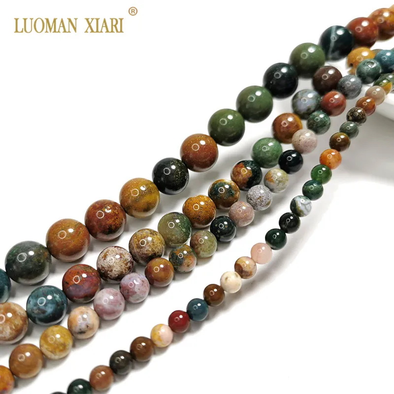 Fine AAA 100% Natural dark color Ocean Jasper Round Gemstone Beads For Jewelry Making  DIY Bracelet Necklace Earrings 4/6/8/10MM