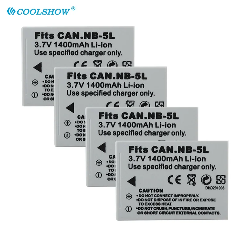 Camera Battery NB 5L NB5L NB-5L for Canon IXUS 800 IS 850 900 TI 950 960 970 980 S110 SX200 SX210 SX220 1400mAh Batteries