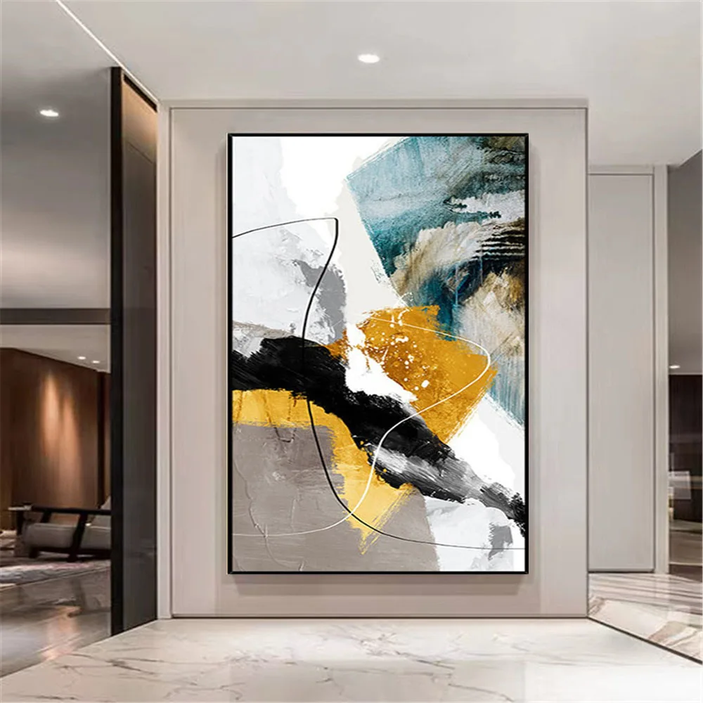 

Hand Oil Painting Golden Marble Pattern Posters Abstract Canvas Paintings Luxury Decor Wall Art Picture For Living Room Bedroom