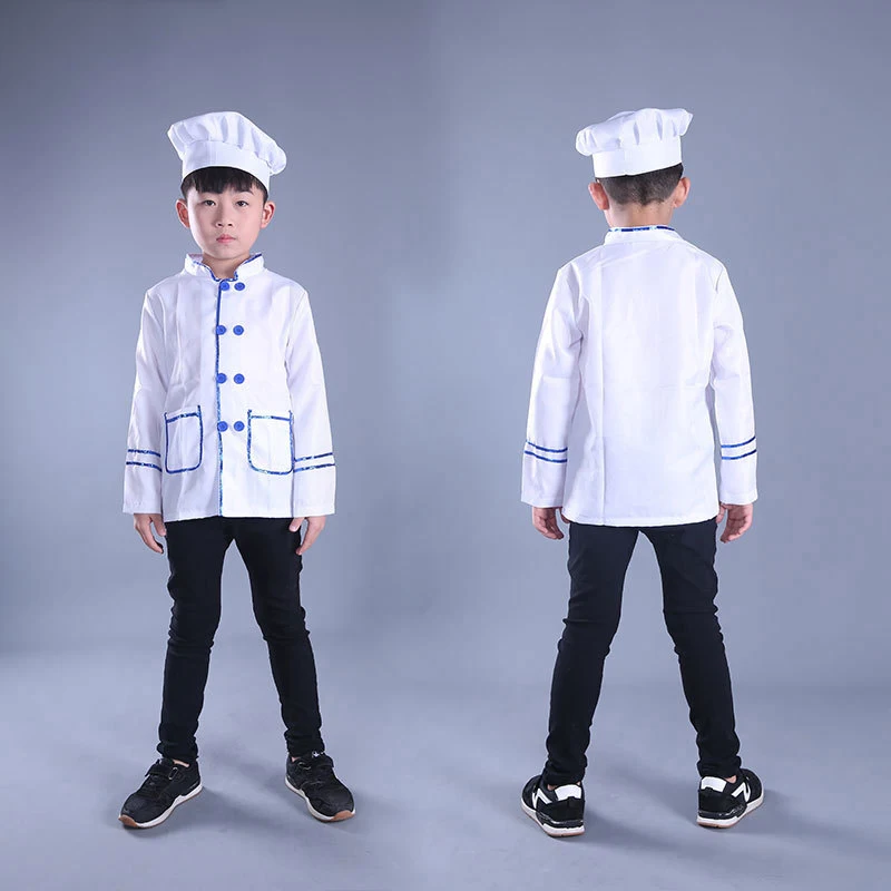 Kok Chef Jas Uniform Voor Kinderen Jongen Rollenspel Halloween Prestaties Stage Party Restaurant Ober Serveerster Gratis Verzending