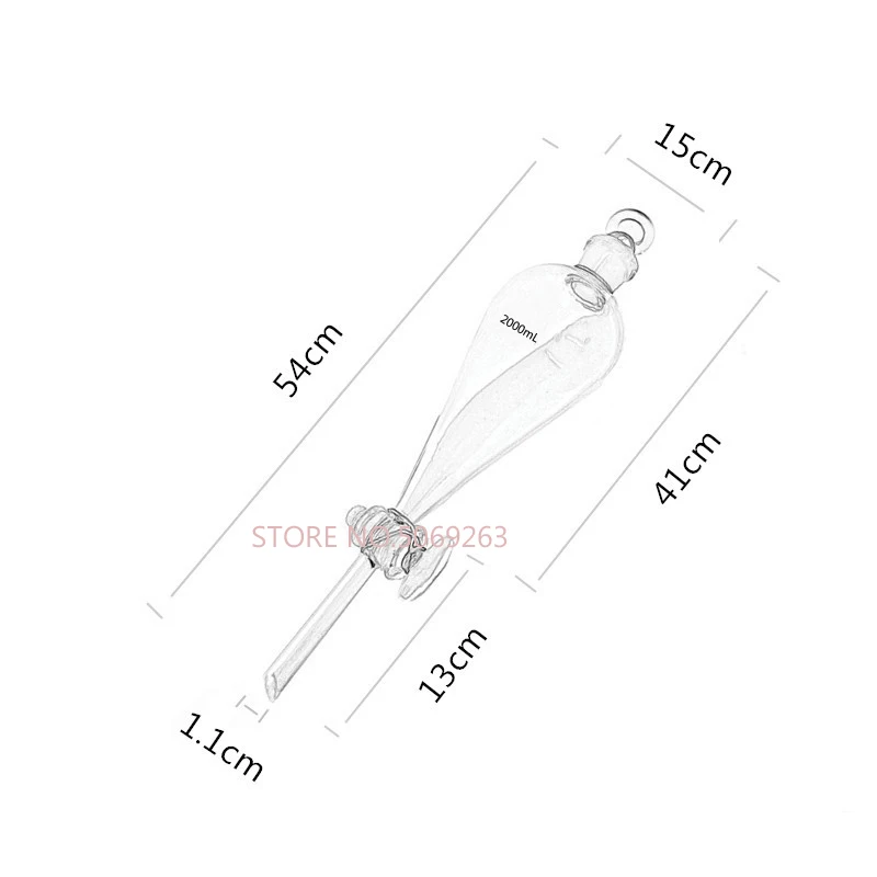 1PC 2000mL Glass Separating Funnel with Glass Stopper Screw Tap Separatory Funnel Laboratory Glassware Free Shipping