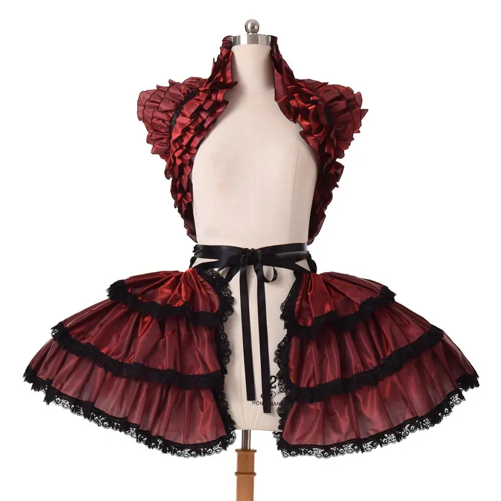 Corset Crop Bustle Dress Women Carnival Club Party Ruffles Costumes