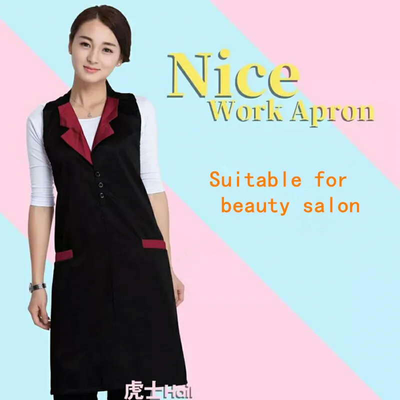 Beauty salon beautician work clothes apron Korean version fashion nail waitress sleeveless skirt female supermarket apron-ALX