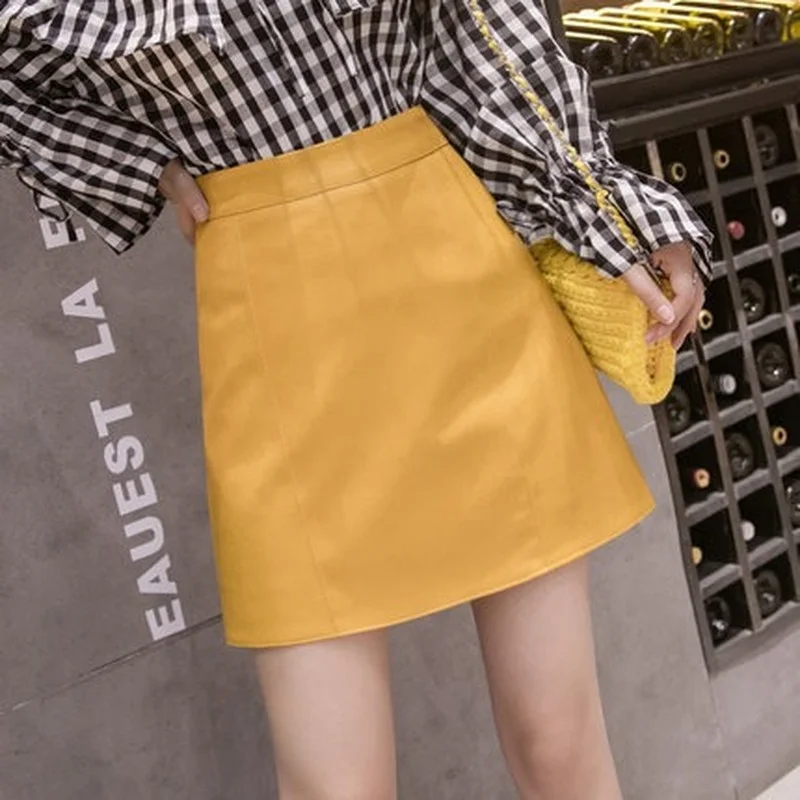 

MRMT 2024 Brand New Short Skirt Multicolor Pu Leather Skirt Female a-Line Package Hip Skirt Skirt For Female