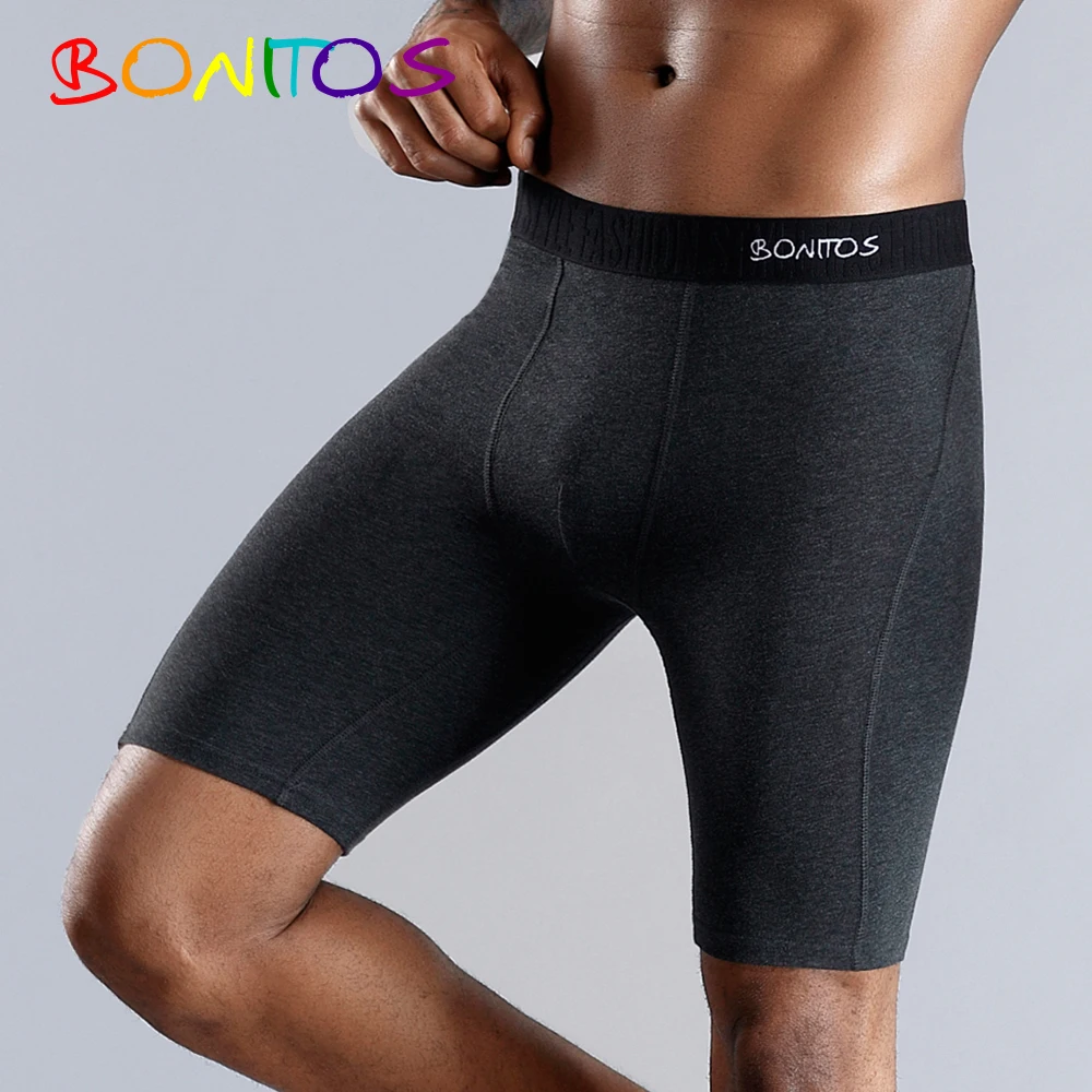 BONITOS-Calzoncillos Bóxer largos para hombre, ropa interior de algodón Natural, cómodos, suaves, de alta calidad