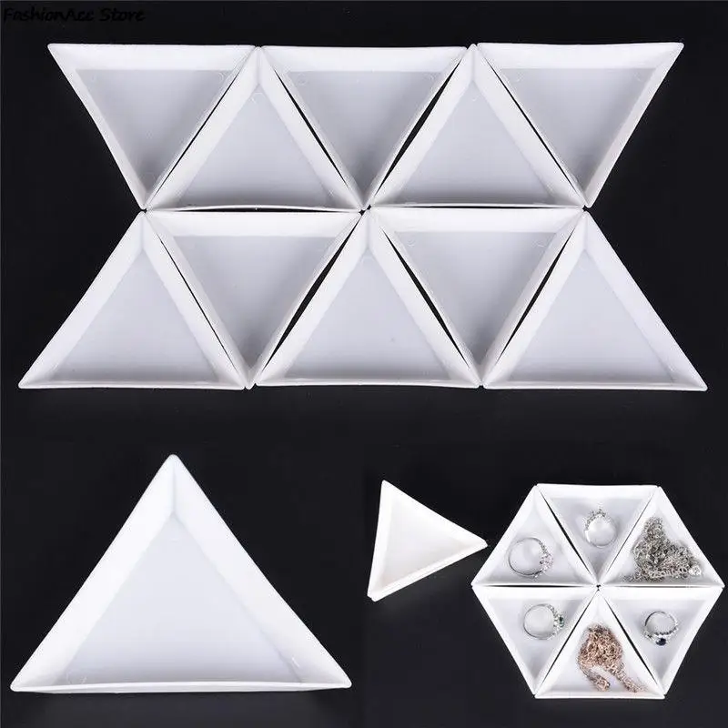 10pcs/lot Plate For Jewelry Beads Organizer White Containers For Beads Display Plastic Tray Packaging 7.2x6.3 cm/2.83x2.48 in