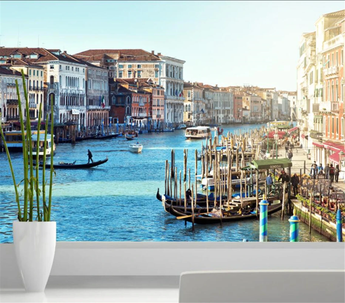 

beibehang Custom Venice Water City Landscape Wall Cloth Mural Wallpaper Living Room Bedroom TV Wall Paper 3D decoration salon