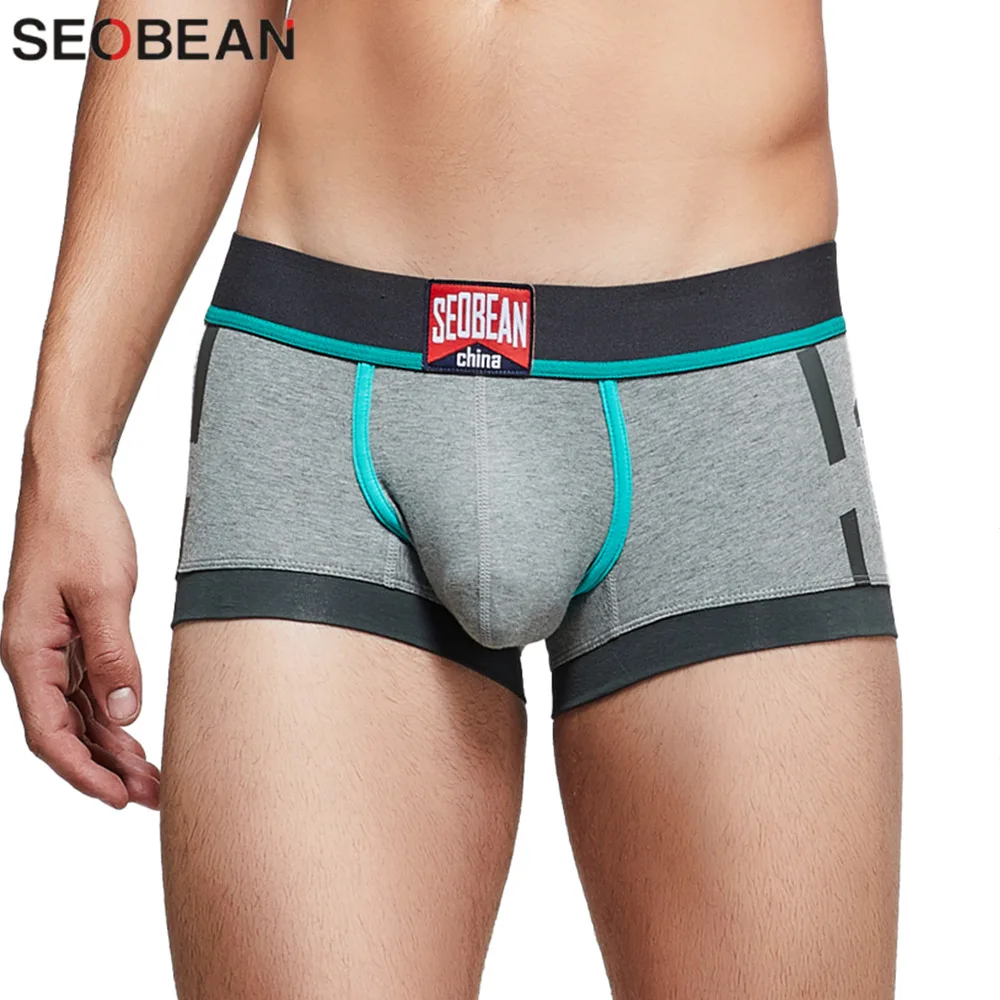 SEOBEAN NEW Mens Boxers Briefs Cotton Underwear Men Panties Sexy Boxer Shorts Low-rise Boxer for Man