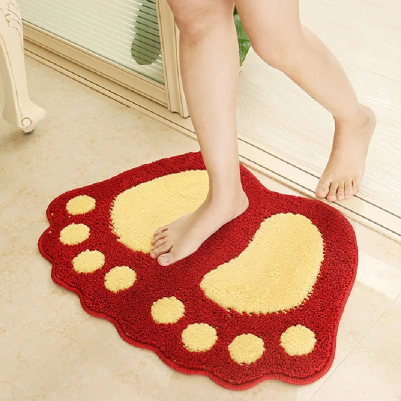 Cute Paw Print Bath Mat Non-slip Microfiber Bathroom Set Rug Anti Slip Carpet for Bathroom Toilet Bathtub Durable Home Supplies