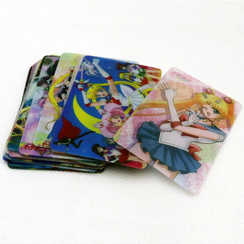 30PCS Sailor Tsukino Game Cards Iron Box Character Table Playing Toys For Family Children Gift