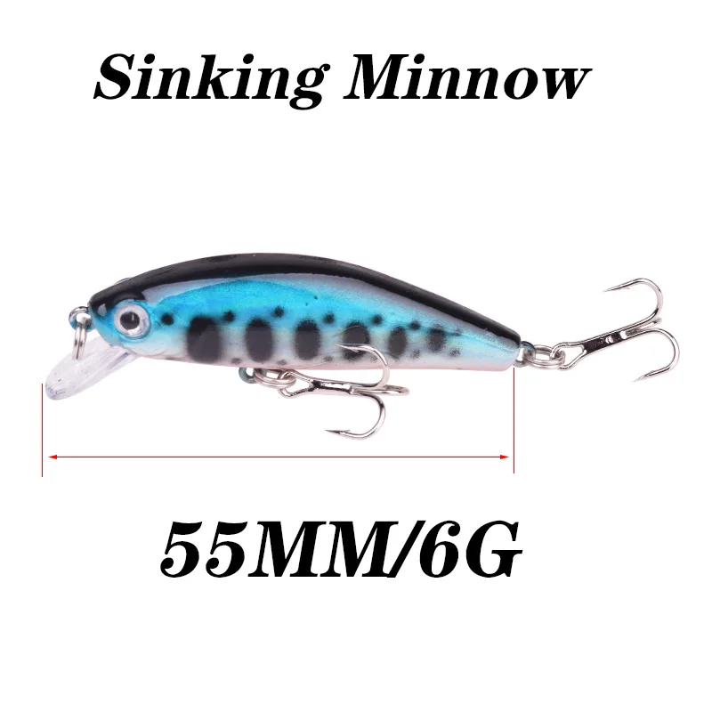 WDAIREN-Mini Señuelos de Pesca de pececillo que se hunden, 55mm, 6g, Japón, Jerkbait Perch, Wobblers, duro, buceo profundo, aparejos de cebo