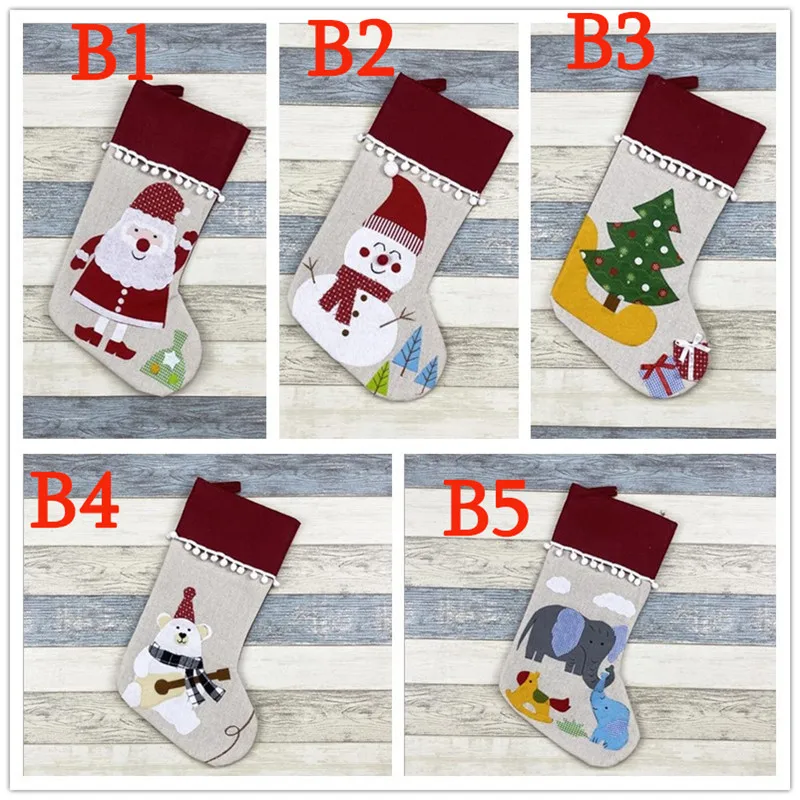 Lot de 20 pièces de sac cadeau de noël, nouvel an, bonhomme de neige, décor de pin, chaussette, pendentif suspendu de Festival à la maison, ornement de noël pour enfants