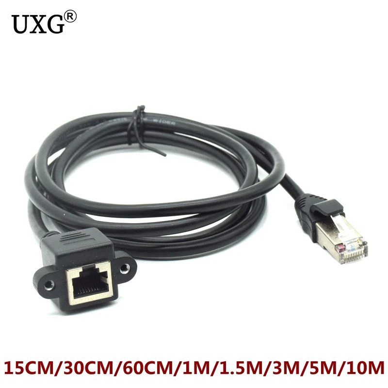 5M 10M RJ45 Cable Male to Female Screw Panel Mount Ethernet LAN Network 8 Pin Extension Short Cable 60cm 100cm 300cm