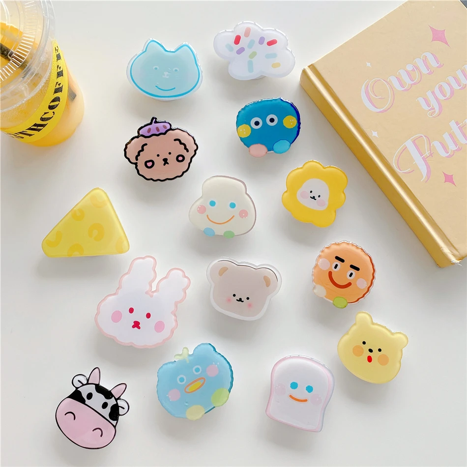 لطيف الكورية ثلاثية الأبعاد الكرتون الدب الأرنب العالمي الهاتف قبضة حامل طوي توسيع حامل الهاتف البنصر حامل آيفون 12