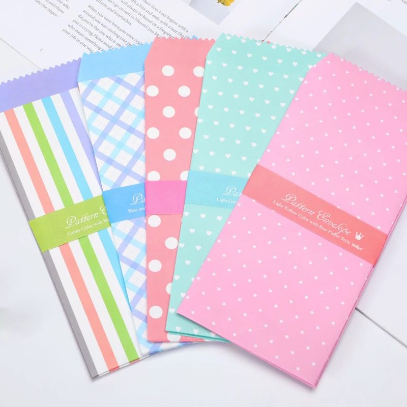 5Pcs/Set Fresh Candy Color Series Paper Envelopes Cute Kawaii Wedding Invitation Blessing Greeting Card Letter Gift Envelope
