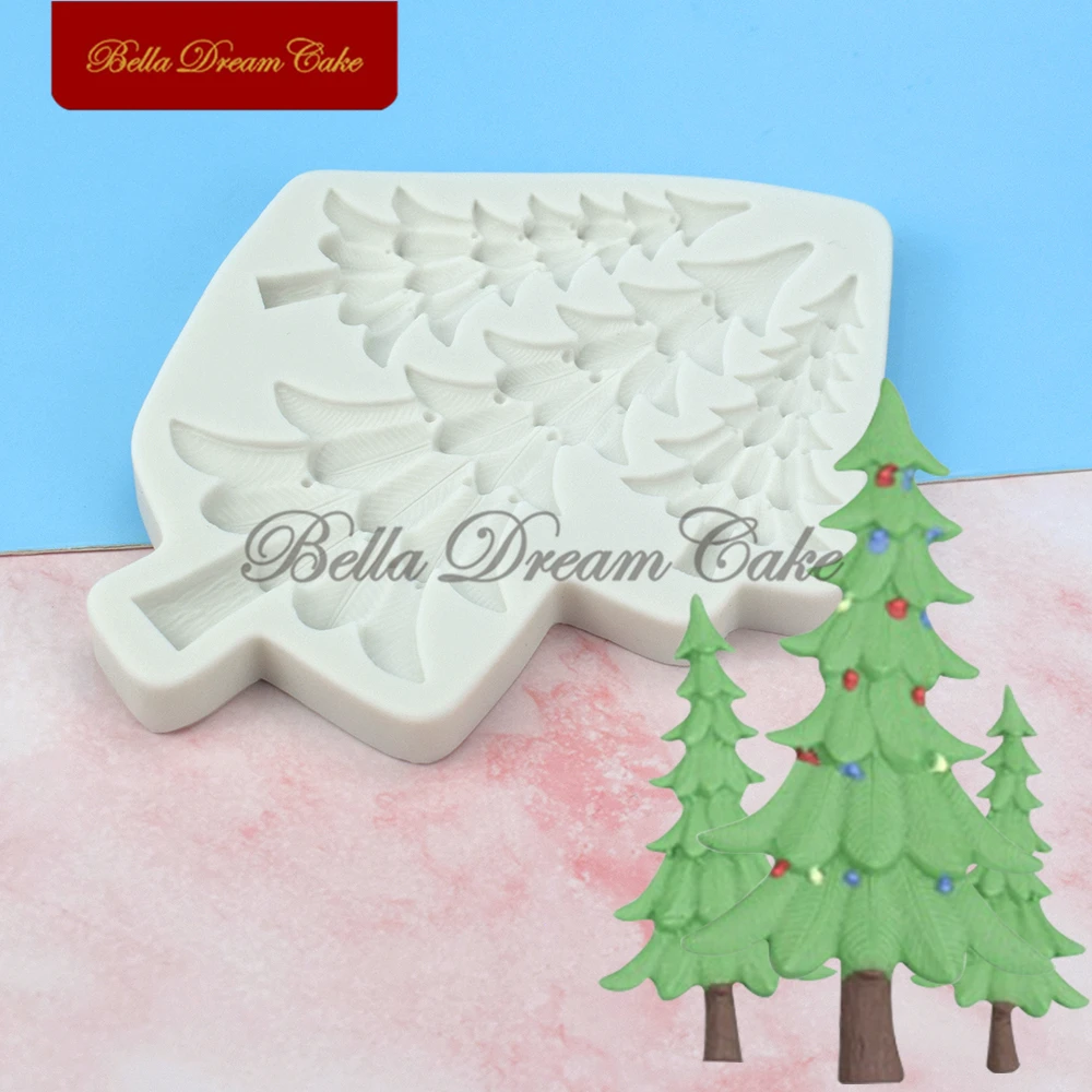 3 Christmas Tree Silicone Mold Fondant Cake Border Moulds DIY Chocolate Mould Cake Decorating Tools Kitchen Baking Accessories